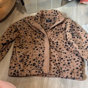 Abercrombie & Fitch Tan and Black Fleece Jacket